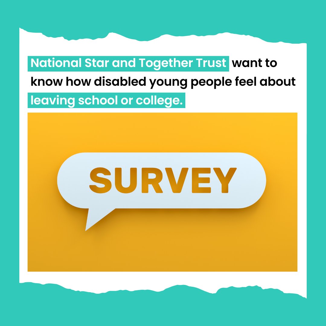 National Star and Together Trust want to know how disabled young people feel about leaving school or college. There is a survey for young people: tinyurl.com/294jtfet and one for parents and carers: tinyurl.com/4yfrmadn Both surveys are open until 11pm on 30th April.💬🌟