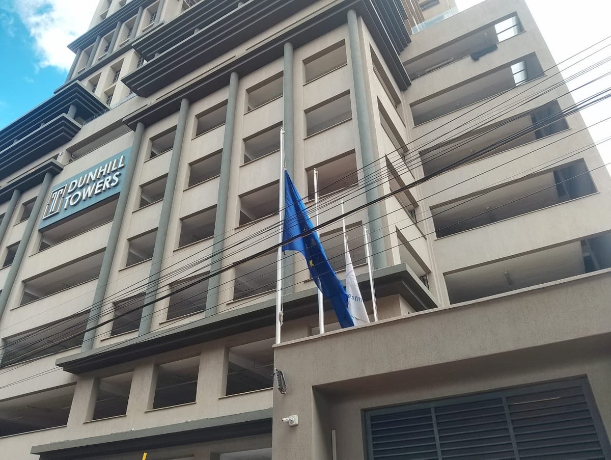 Half mast at the European Union Delegation.