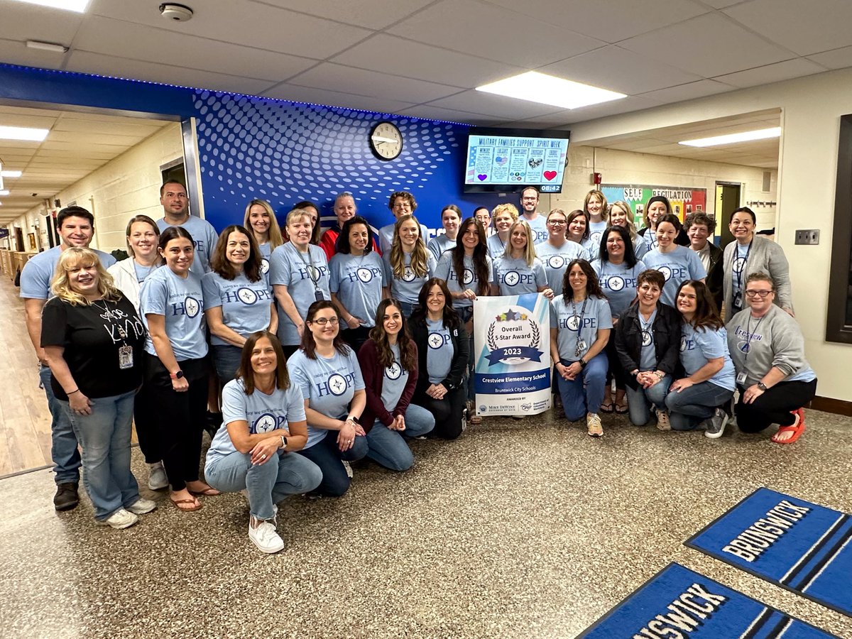 BrunswickCSD's tweet photo. Congratulations to the students and staff at @BCSDCrestview for earning @OHEducation's Overall 5-Star Award based on the 2022-2023 Traditional Report Card results! The Overall 5-Star Building Award recognizes school buildings that demonstrate outstanding achievement, progress, and early literacy performance.  

We are incredibly proud of Crestview students and staff, as well as students and staff across our district! In the fall, BCSD earned 4.5 out of 5 stars on the state report card, placing us in the top 30% of all public school districts in Ohio!  Academic achievement and refinement of the skills captured in our Journey of a Blue Devil make Brunswick a truly incredible place to go to school and work!  #BrunswickPRIDE #JourneyOfABlueDevil #DedicatedToEXCELLENCE