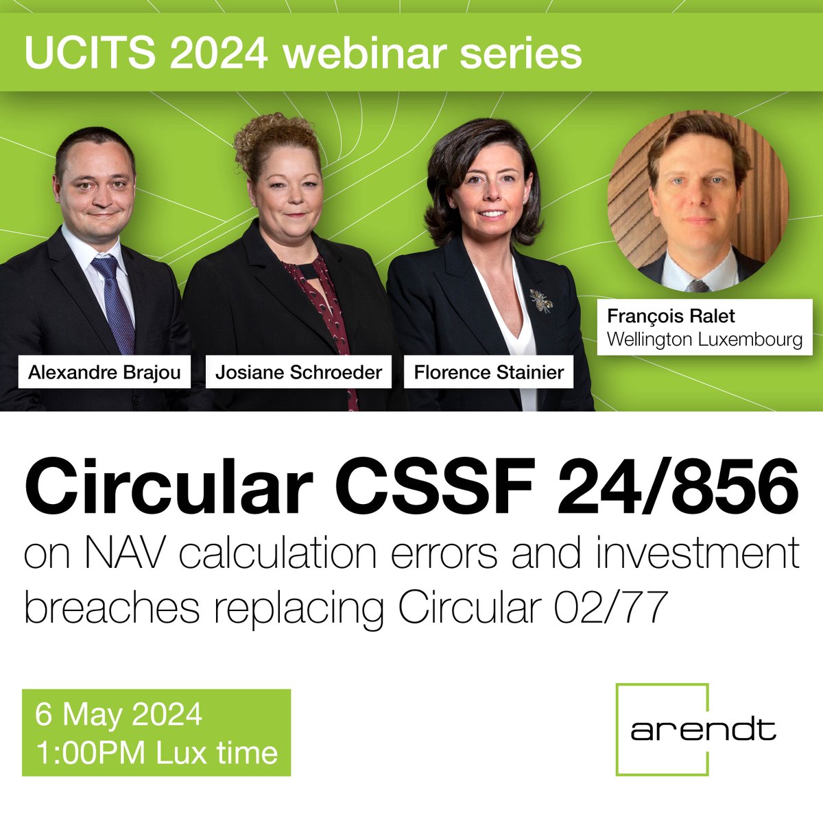 💻 Register NOW for the first episode of our “2024 UCITS webinar series” and discover the new features of the recently published Circular CSSF 24/856 on investor protection in the event of a NAV calculation error, non-compliance with investment rules and other errors.

💡 This…