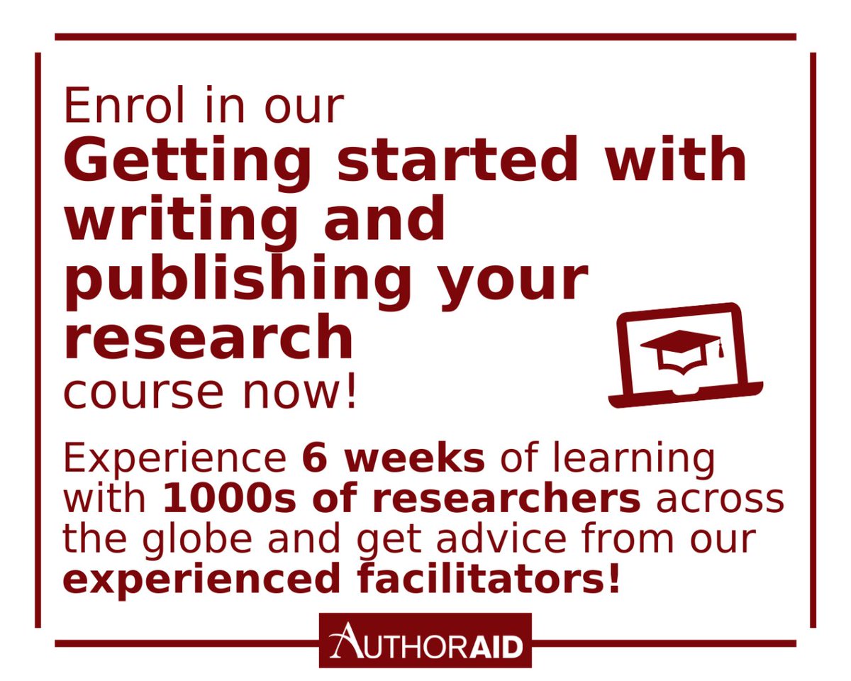 'Getting Started with Writing and Publishing Your Research' #MOOC has already started, but you still have a few days left to enroll! Perfect for #earlycareerresearchers, join to learn #researchwriting skills alongside 4500 others. Learn more and enroll: authoraid.info/en/news/detail…