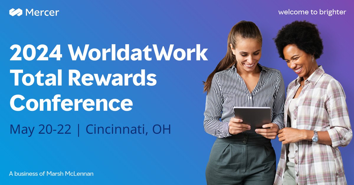 Mic_Bar21's tweet photo. On May 20-22, stop by booth 520 at the @WorldatWork #TotalRewards24 Conference to speak with our experts on #TotalRewards, executive #compensation, #GenAI integration, #talent management and more.  #EmployeeExperience https://t.co/J68NtIkoBU https://t.co/Y17FhNulPb
