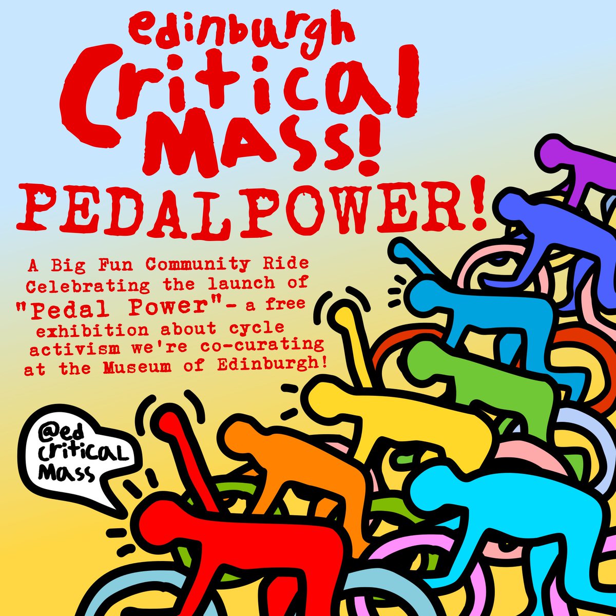 Next ride is a very exciting one! We'll do a short route, finish at the Parliament... ...then we'll go to the opening of 'Pedal Power: Cycling and Activism in Edinburgh', an exhibition we've co-curated with @EdinCulture @InfraSisters @SpokesLothian @BikeBusEdin Sat 27th 2pm!