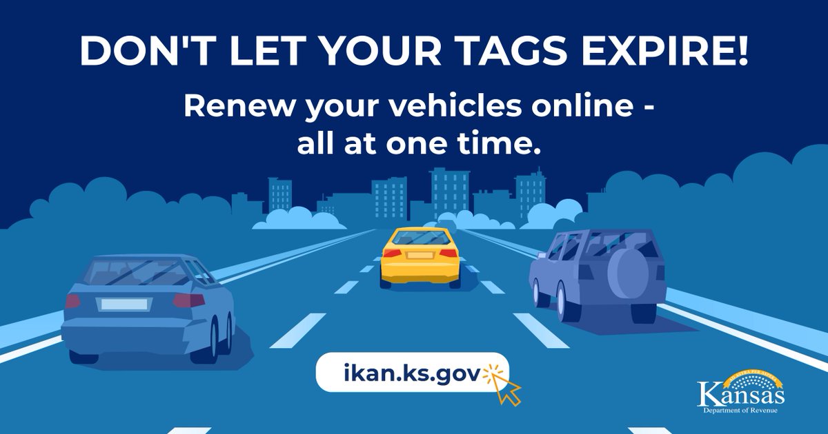 Don't let your tags expire! Renew registrations for multiple vehicles in one single transaction! 
iKan makes it simple and saves you time. 🕒🚗 

Start your renewals at ikan.ks.gov