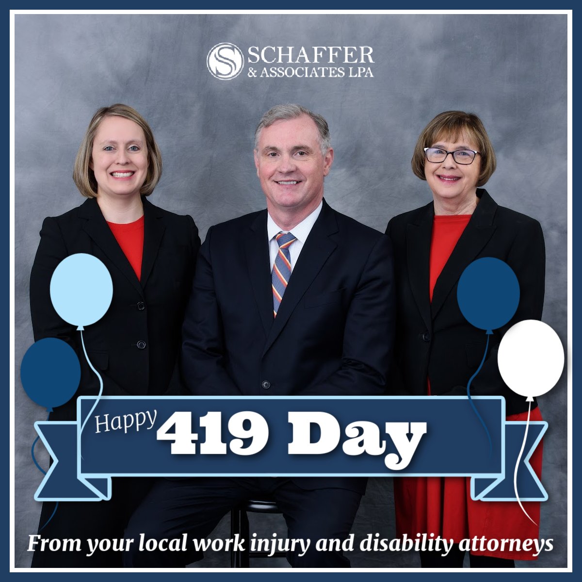 Happy 419 day from Schaffer & Associates!🥳

We're proud to be a local business making a difference in our community!💪

#findlayohio #Findlay #toledo419 #toledoohio #toledobusiness #toledoohio419 #toledo #419day #attorneysatlaw #disabilityadvocate #injurylawyer #419strong