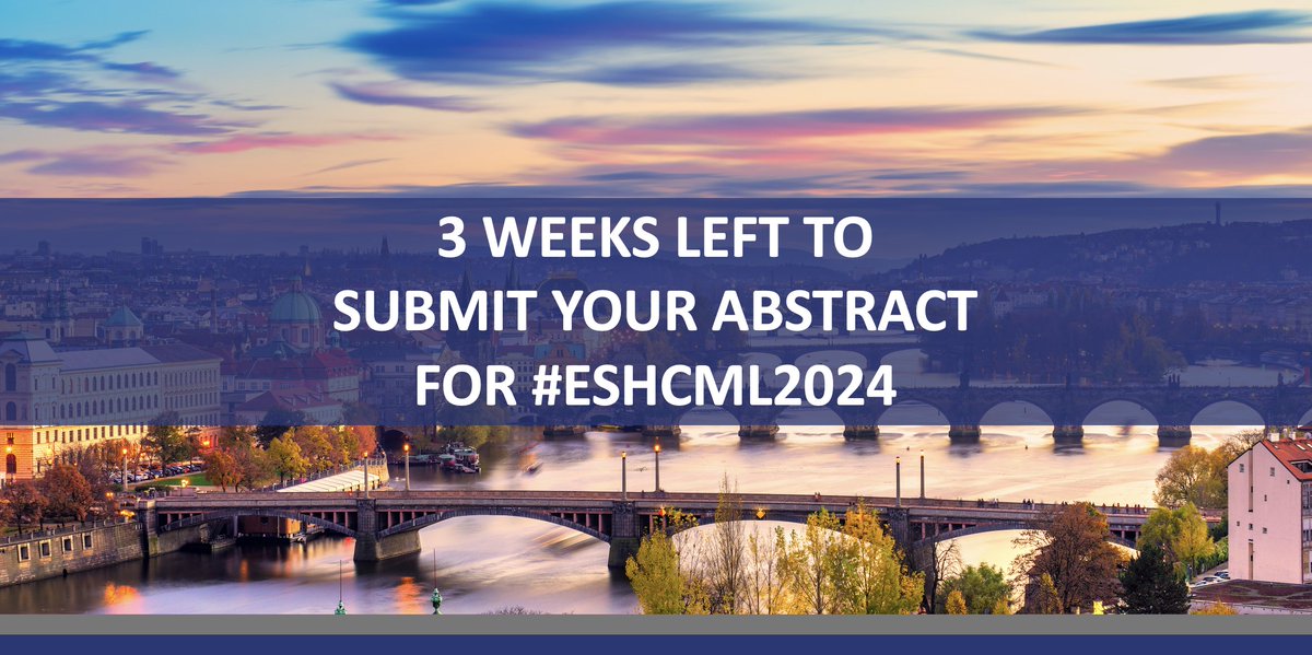 #ESHCML2024 You have until May 8th to submit your abstract ➡ bit.ly/3QXtyyU To apply for @LeukUK International Scholarship Funds ➡ bit.ly/3P2dpqO 26th Annual John Goldman Conference on #CML 🗓️ Sept. 27-29, 2024 - Prague 🇨🇿 #ESHSCHOLARSHIPFUND #ESHCONFERENCES