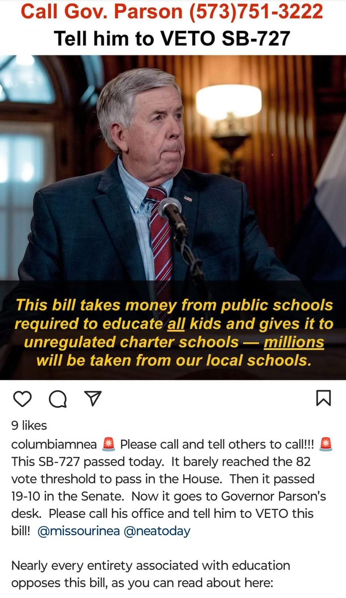 Click to make big.  His phone number and the bill's number is at the top.  It takes 20 seconds.

#SavePublicSchools #moleg #missouri