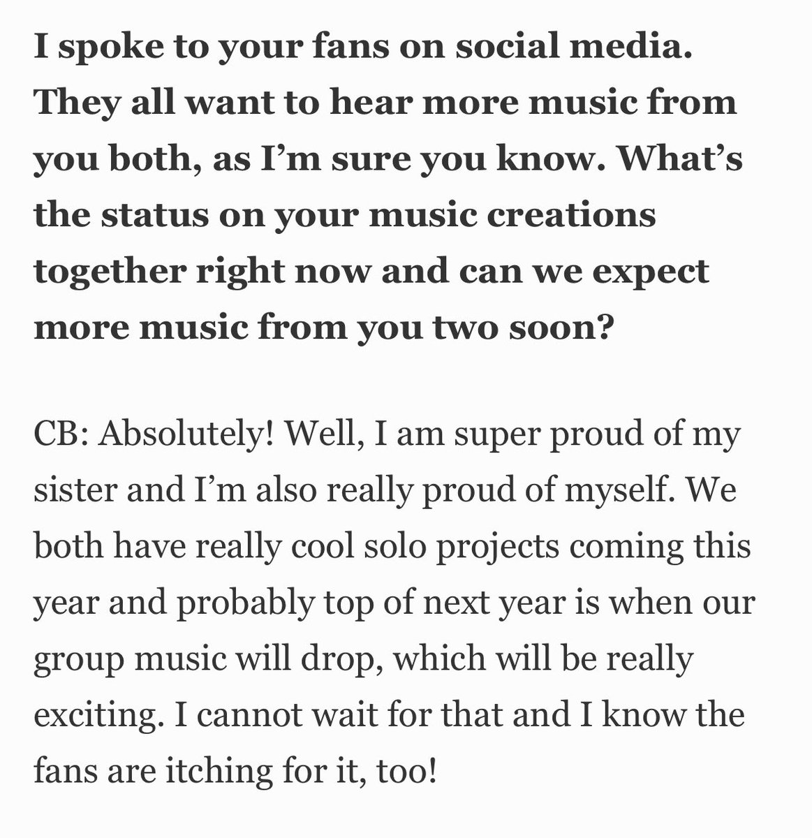 CxhCenter's tweet photo. - Chloe x Halle confirms that they will both release solo projects this year. 

- The Duo also confirms their 3rd studio album will be released at the top of next year! https://t.co/bG7zJABbxT
