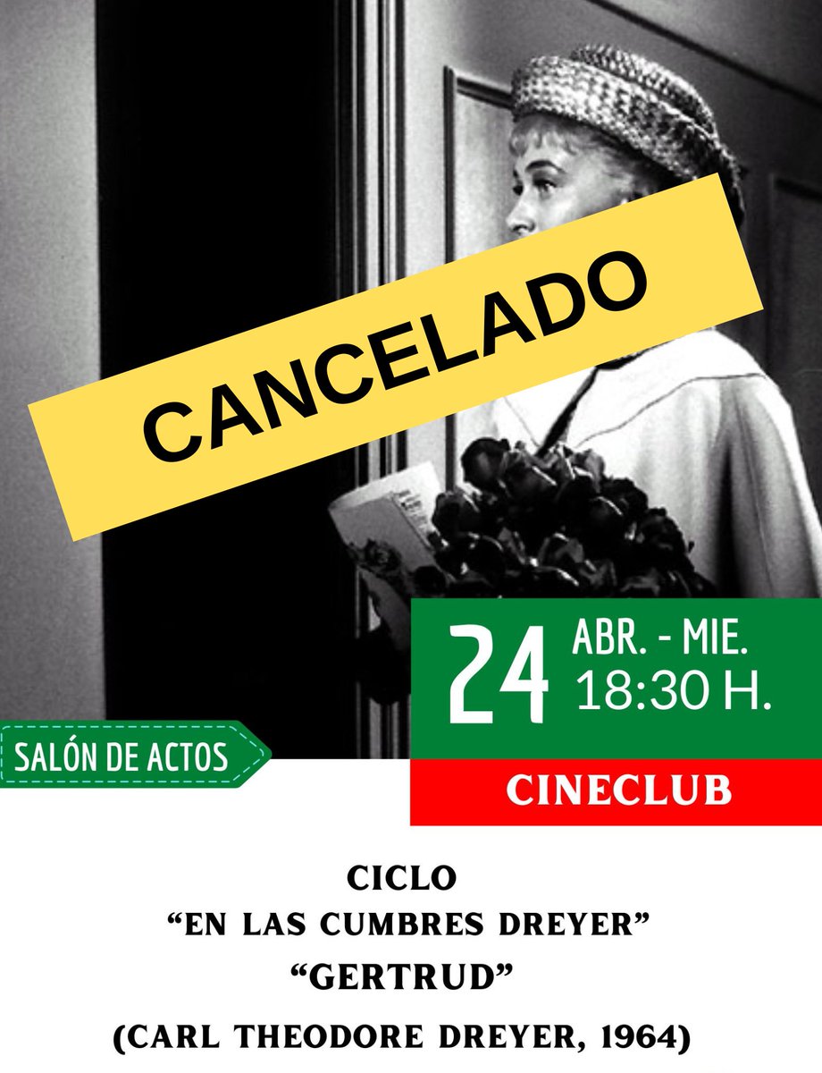 Por causas de fuerza mayor, la sesión de nuestro cineclub del próximo miércoles queda cancelada. Perdonen las molestias.
#BPECR #BPECRDigital #cancelación #cineclub