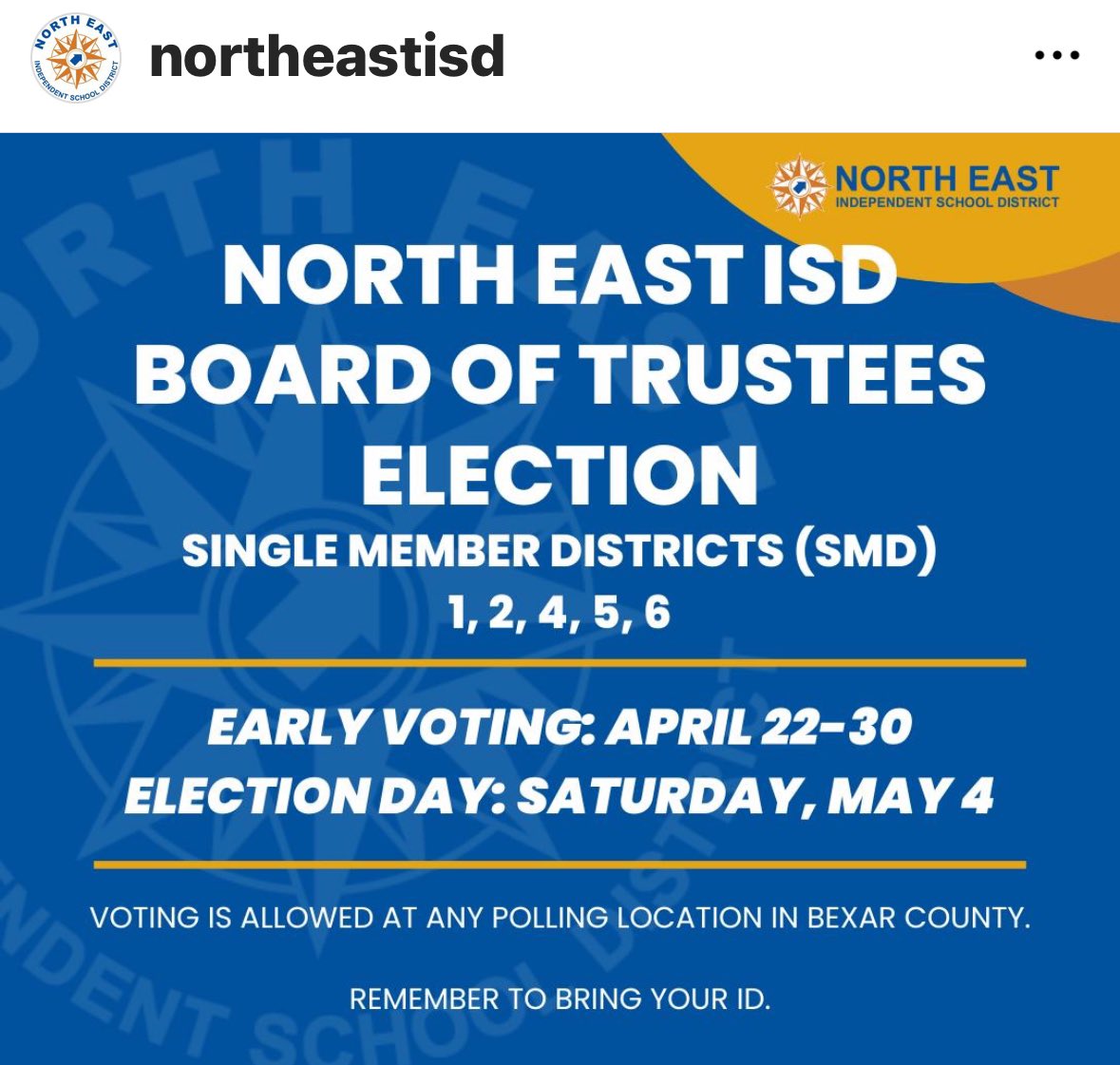 Be sure to Vote! 
#theNEISDway