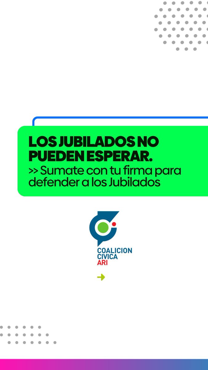 maxiferraro's tweet photo. ⏳LOS JUBILADOS NO PUEDEN ESPERAR

✅En febrero presentamos un proyecto de ley para modificar la fórmula jubilatoria de 2020 y otorgar una compensación sobre la inflación de este año.

📣¡Mañana podes sumar tu firma en apoyo al proyecto de la CC-ARI en las esquinas de la Ciudad!

❌ El ajuste no puede recaer sobre quienes trabajaron toda su vida. 

Con nuestro proyecto recuperarían el poder adquisitivo que perdieron a manos de la inflación.

📲 Suma también tu firma virtual ➡️ https://t.co/mP9ORWf3W8