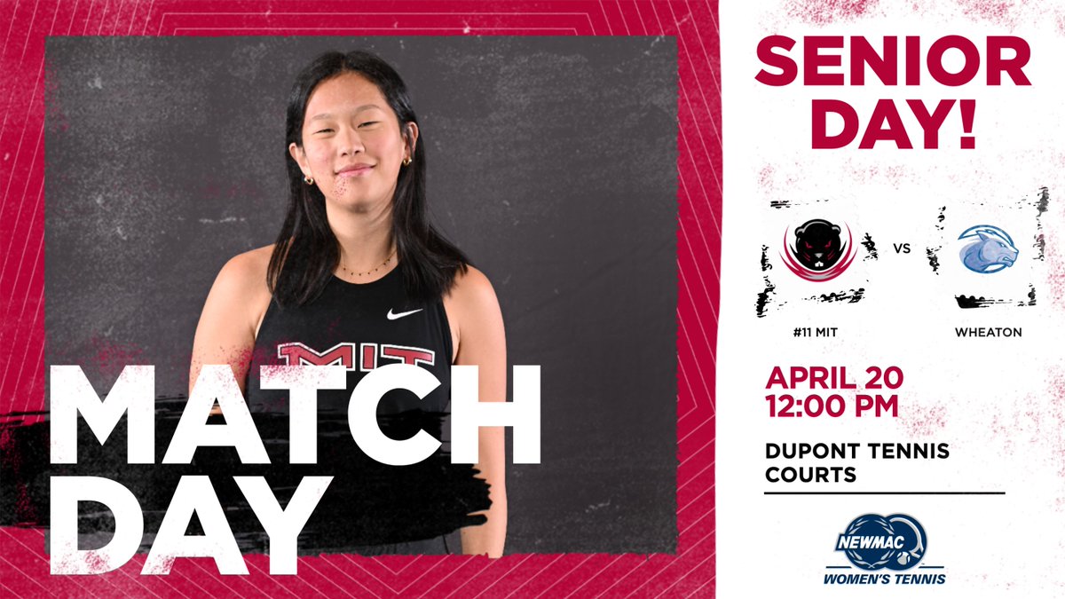 SENIOR DAY! No. 11 @MITWTennis hosts Wheaton today at 12:00 pm at the DuPont Tennis Courts. #RollTech > Live Results: tinyurl.com/ycxz9tj6