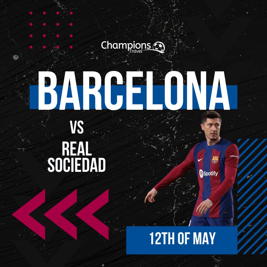 #FCBarcelona v #RealSociedad - 12th of May at #EstadiOlímpicLluísCompanys! Our Official Corner Seats Block 133/134 Package includes Official Tier 1 Corner Seats, Block 133/134 Rows 16-19
&amp; All seats guaranteed together: champions-travel.com/tickets/la-lig…