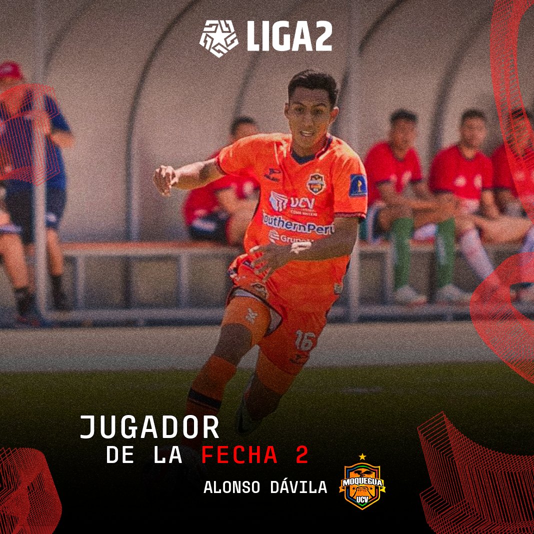 💥 𝙋𝙧𝙚𝙨𝙚𝙣𝙩𝙚 𝙚𝙣 𝙚𝙡 𝙩𝙧𝙞𝙪𝙣𝙛𝙤 𝙢𝙤𝙦𝙪𝙚𝙜𝙪𝙖𝙣𝙤 Alonso Dávila de UCV Moquegua fue elegido como Jugador de la Fecha 2️⃣ de la #Liga2.