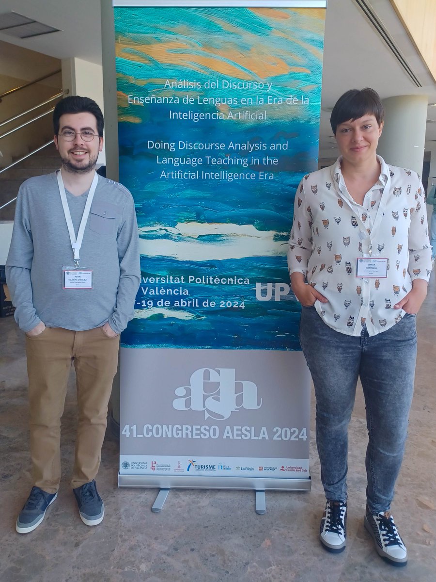 Kevin Iglesias-Diéguez (@kevin_igle) and Marta Kopinska, together with other members of Laslab, have shared their research with many other colleagues at the 41st International Conference of the Spanish Society for Applied Linguistics (@Aesla2024).

Waiting for more next year!!