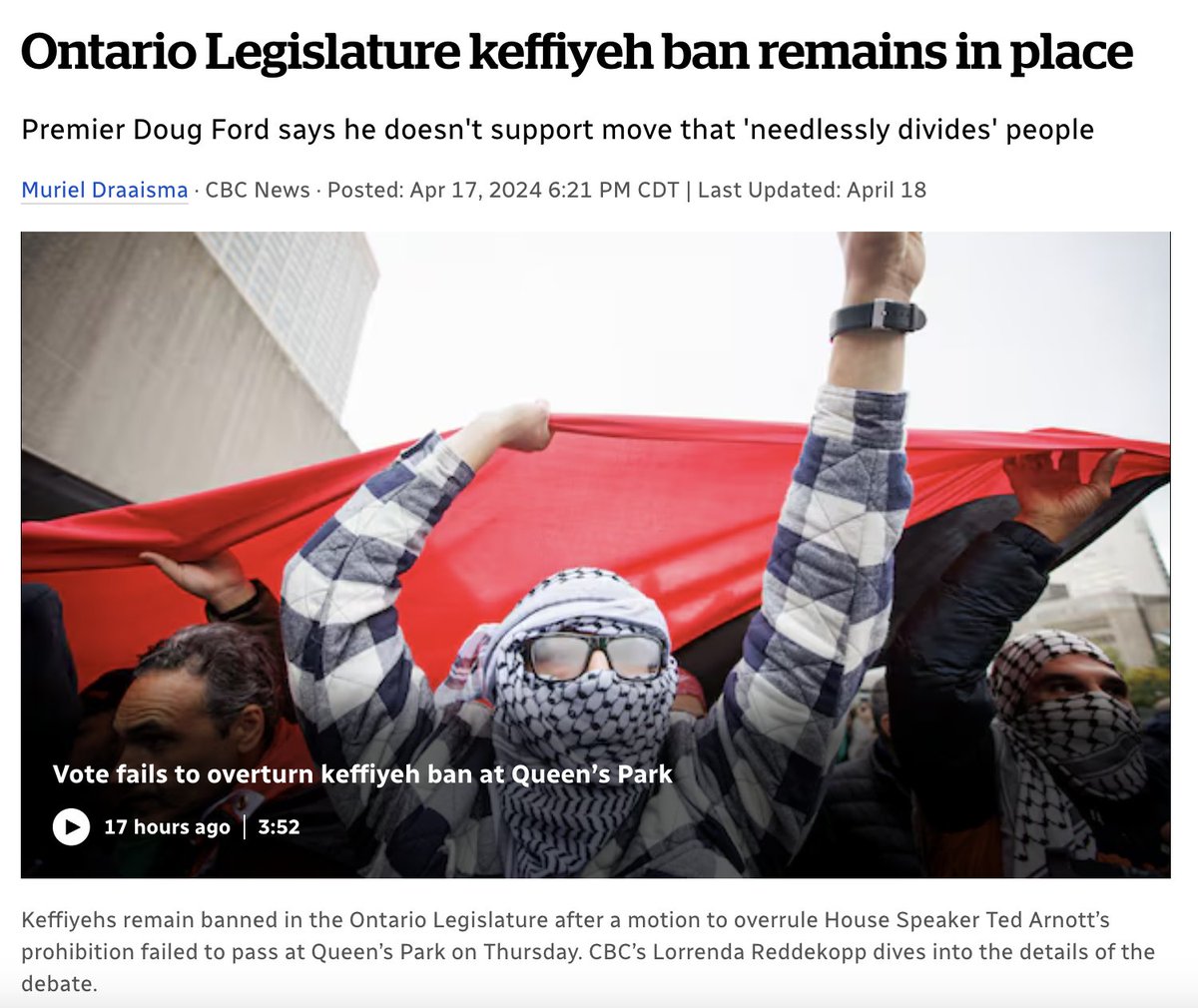 I cannot think of a better way to get more people to wear the Keffiyeh than by banning it.
