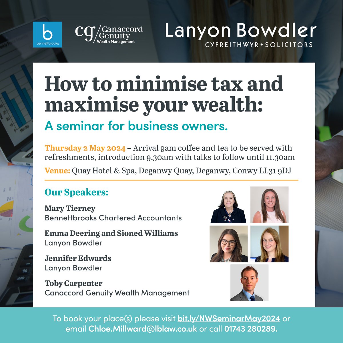 Join us on Thursday 2 May at 9am at The Quay Hotel and Spa in Conwy for our seminar: How to Minimise Tax and Maximise your Wealth : A Seminar for Business Owners. Book your free places👉lnkd.in/e2HehzzE #NorthWales #businessowner