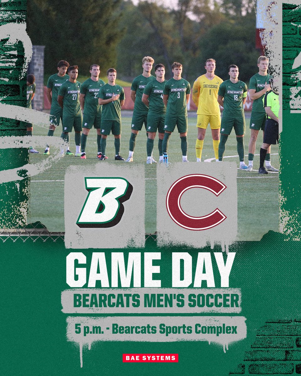 Time for another match on our home turf! 🆚 @ColgateMSOC 📍 Vestal, N.Y. 🏟️ Bearcats Sports Complex ⏰ 5 p.m. EST