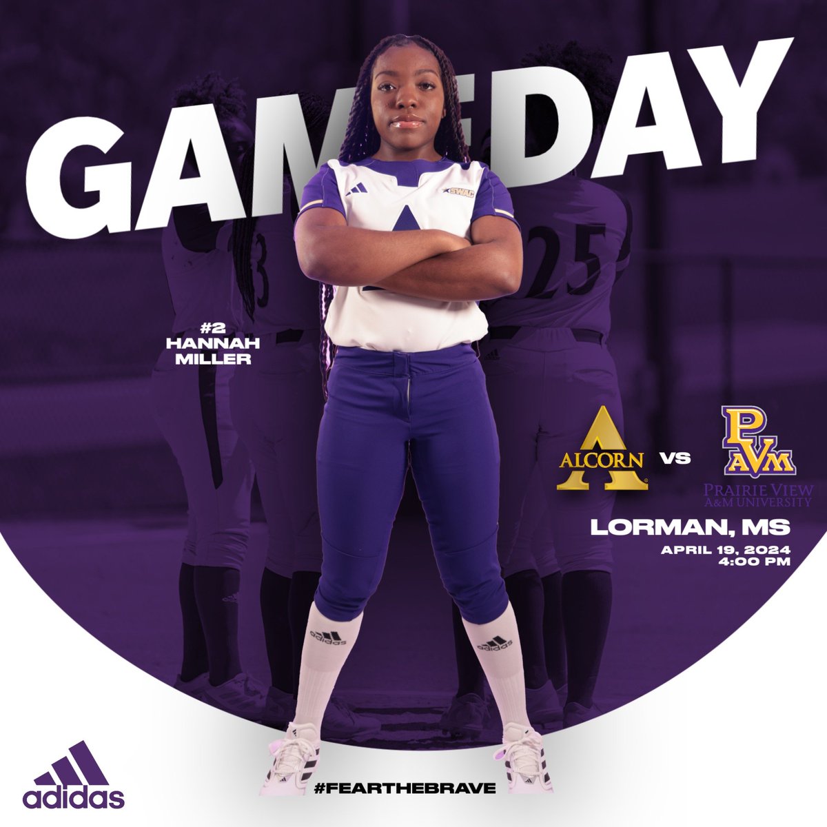 🚨 GAMEDAY 🚨

🆚️ @PVAMUPanthers
⏰: 4:00 PM
📍: Lorman, MS

#FearTheBrave #SWACSB