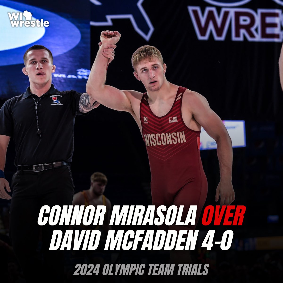 WI_wrestle's tweet photo. Connor Mirasola defeats NCAA All American David McFadden 4-0 in round 1! He will face Aaron Brooks next. https://t.co/KPM81LJifr