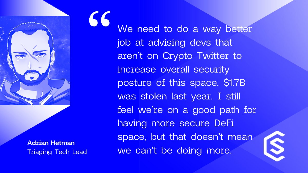 🤝 Want to know more about how smart contract audits and bug bounty programs complement one another? 💡Get insights and ask questions to top engineers like @adrianhetman, Triaging Tech Lead at @immunefi during our Twitter Space next Wednesday!