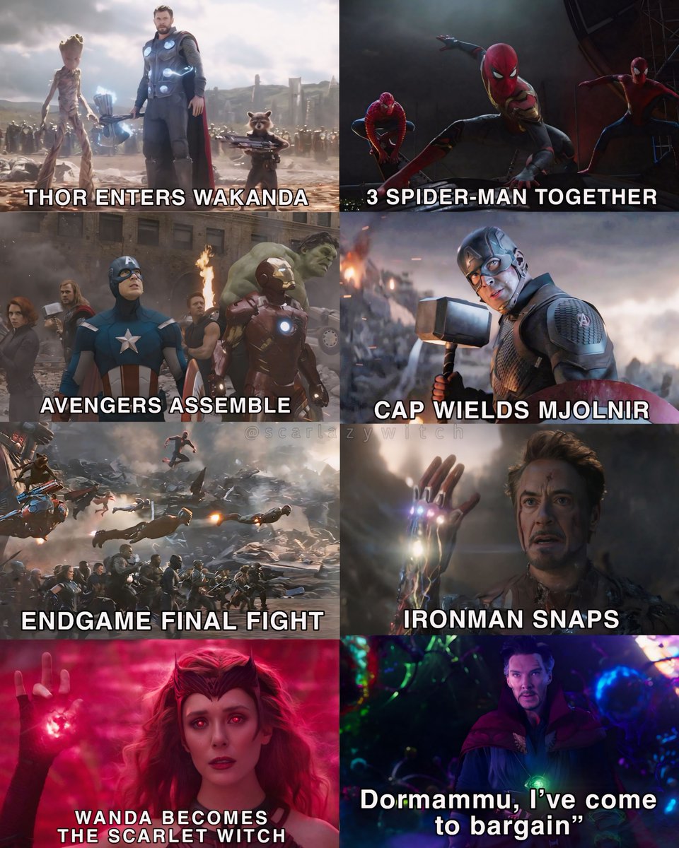 scarlazywitch's tweet image. Most iconic moments in the MCU