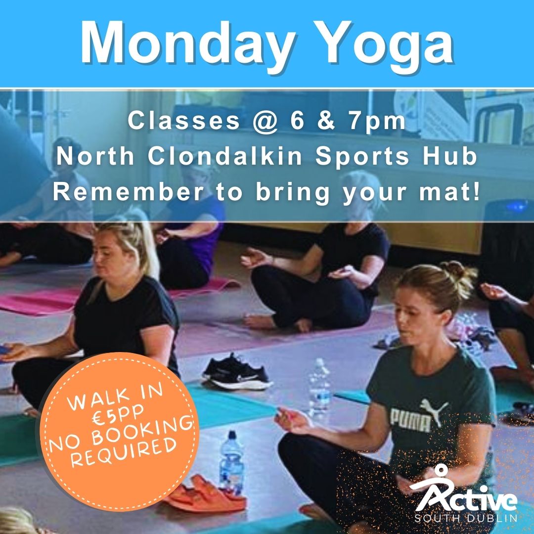 🧘‍♀️ Join us for this evening for invigorating yoga sessions this evening and every Monday evening at 6pm and 7pm. No booking required, just €5 per class. Don't forget your mat! ! 🌿 #YogaMondays #CollinstownSportsComplex #LiveActive