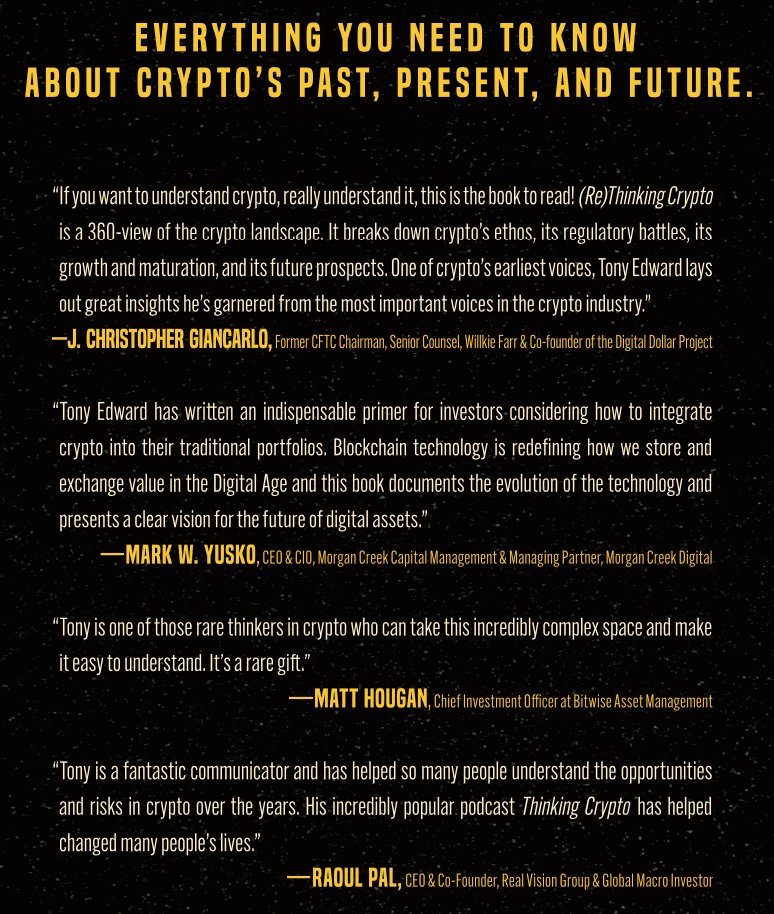 📢My Book (Re) Thinking Crypto has officially launched! 💡(Re)Thinking Crypto : The Crash of FTX and the Rise of Safer, Stronger Digital Assets 👉 Buy on Amazon - amazon.com/dp/B0D2525DYX Overview: From SBF to ETFs - Everything you need to know about Crypto's past, present, and