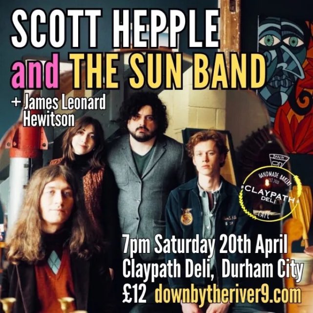Tomorrow. @ClaypathDeli full- almost. Just a couple of 🎟 left. Please be aware this gig is a mix of seats and standing. If you want to sit down, get there early. Doors 6.30. @jameslhewitson 7pm - 7.30pm. Scott Hepple 7.45pm - 8.45pm. After show - @TheAngelDurham / @THEHOLYGRALE