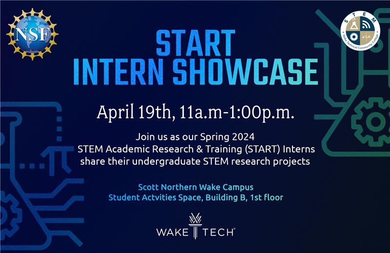 [Today] Join us anytime from 11am-1pm as our #WakeTechSTART interns share their STEM research projects. Over 30+ interns will be presenting. Learn more about the START internship and how you can apply: bit.ly/WakeTechSTART @ncscifest @wtccstudents @wtcc_grants @waketechcc