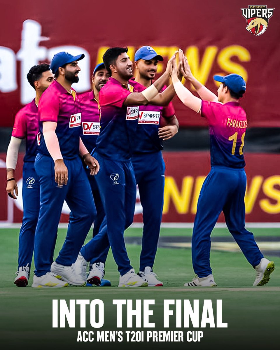 The 𝐟𝐢𝐧𝐚𝐥 frontier awaits 💪 Let’s bring home the 🏆 #DesertVipers #FangsOut #UAECricket #ACC