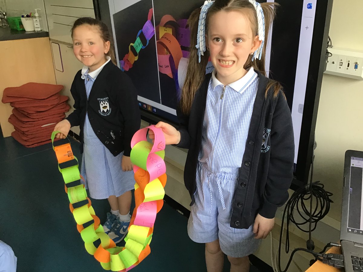 Year 2 created a joyful chain in to Know you more clearly. ✝️💜