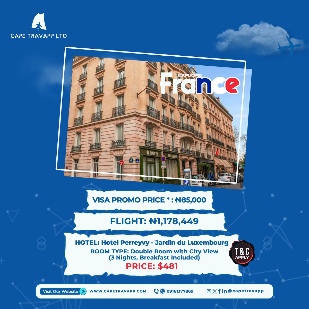 Unlocking the Magic of France 🇫🇷✨ Visa ✓ Flight ✓ Hotel ✓ All Set for Your French Adventure!

#travelgoals #explorefrance #francetravels #paris #louvre #capetravels #capetravapp #packages #travel #instatravel #holiday #holidayfun #vacation #trip #tourism #group