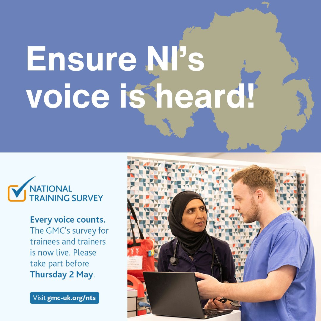 📢REMINDER!

Trainees/Trainers,
Complete your @gmcuk 2024 National Training Survey ✅today by logging in to your GMC Online account 💻 or visit:🌐gmc-uk.org/nts

🗓️⏰Survey closes Thursday 2nd May

#valuedtrainees
#YourViewsMatter