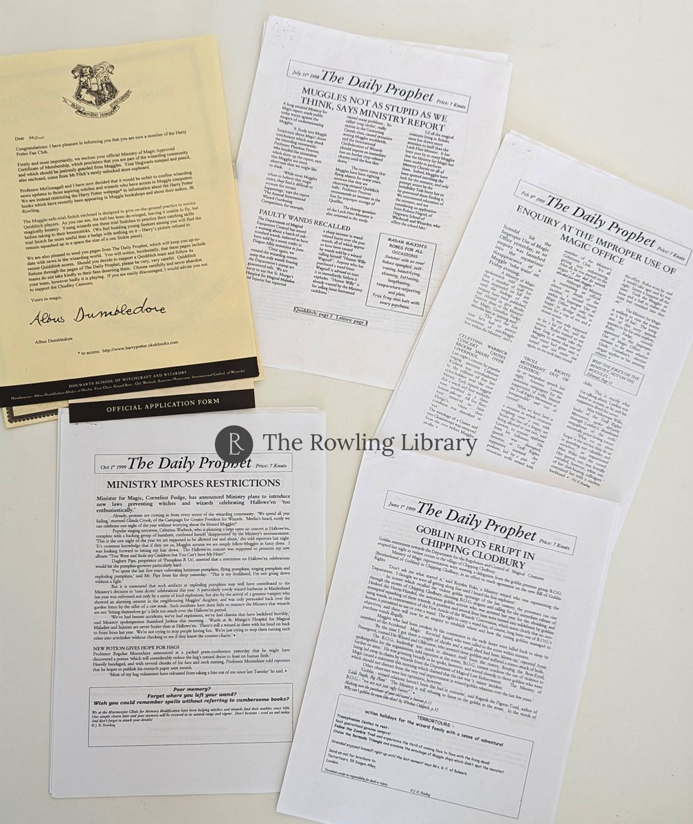 In 1998 and 1999, members of Bloomsbury's official Harry Potter Fan Club received 4 issues of The Daily Prophet Newsletter: they were fictional copies of the magical newspaper. The incredible part? They were entirely written by @jk_rowling (though I wonder whether Rowling also
