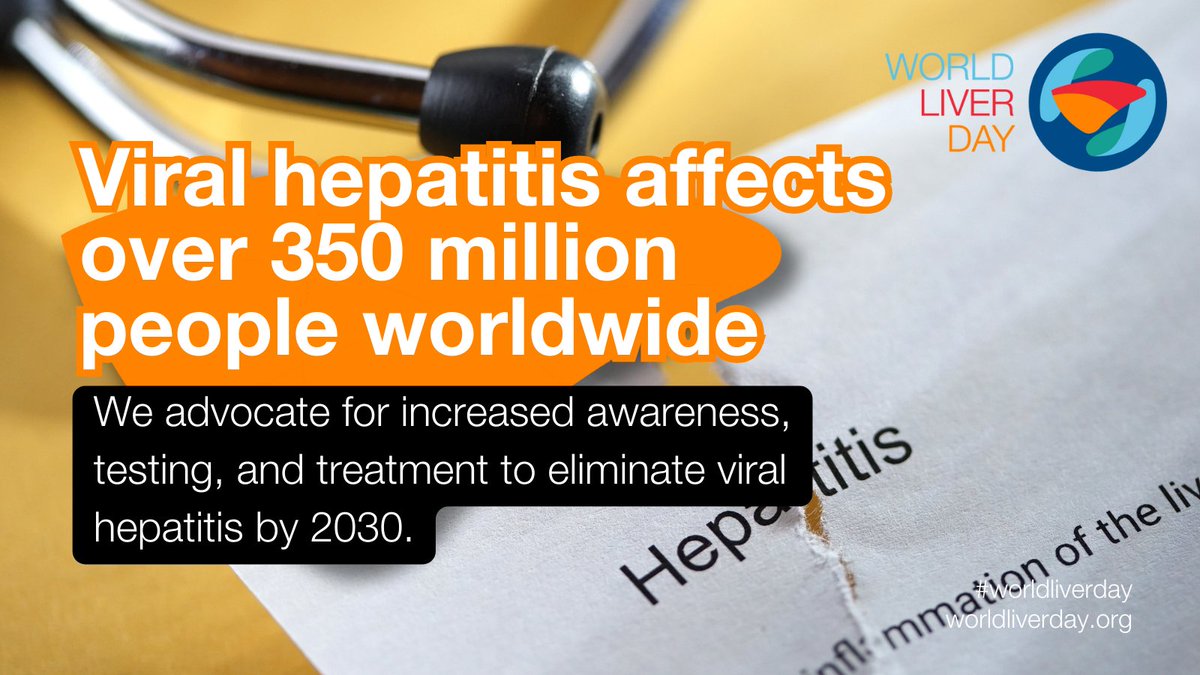 Viral hepatitis affects over 350 million people worldwide and is the second leading  infectious cause of death globally.

We advocate for increased awareness, testing, vaccination and treatment to eliminate viral hepatitis by 2030.

#WorldLiverDay #ViralHepatitis…