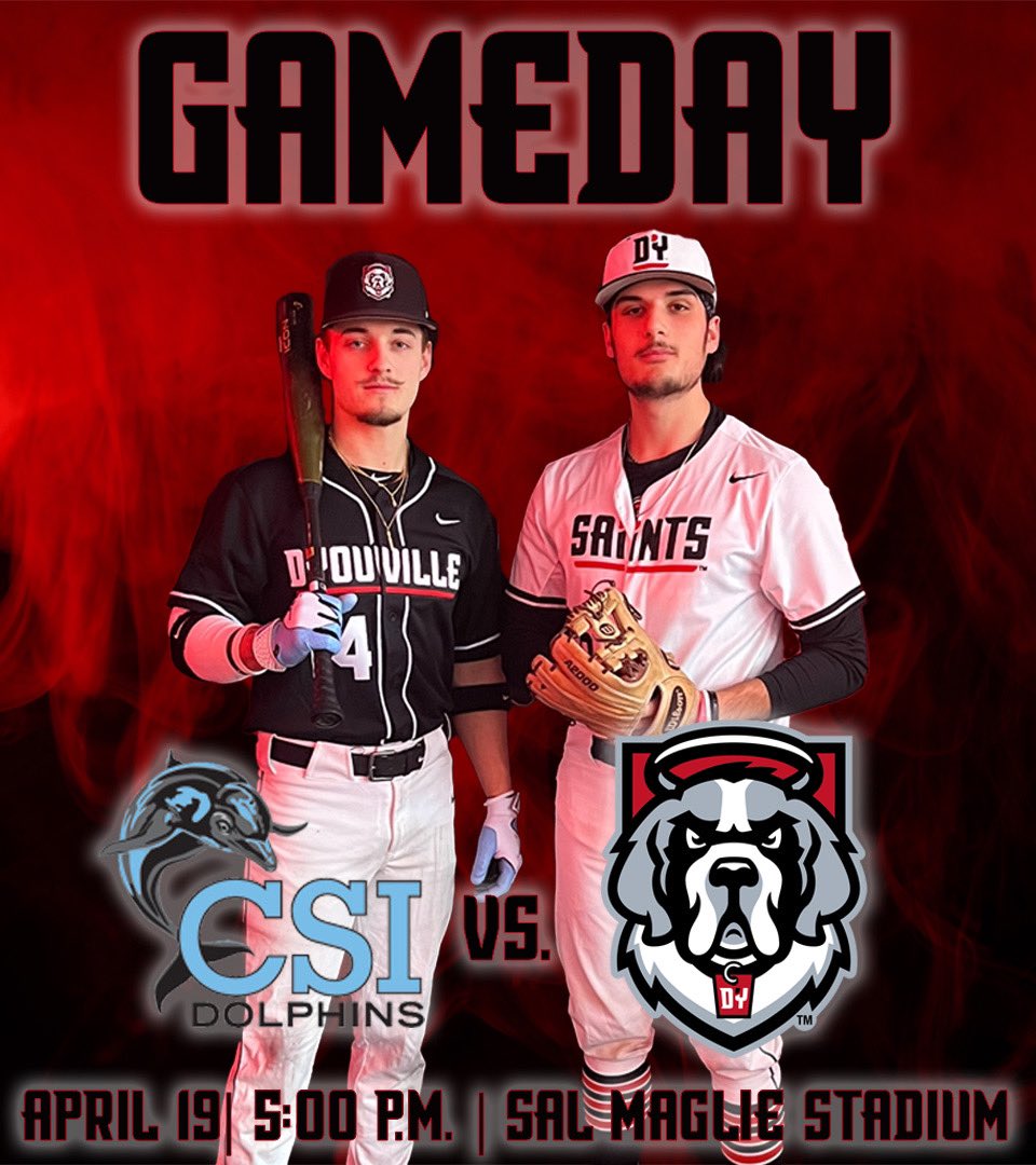 Back at The Sal today ⚾️ 🆚Staten Island ⏰5:00 p.m. 📍Sal Maglie Stadium 📺 eccsportsnetwork.com/dyouville/?B=8… 📊 dyusaints.com/sidearmstats/b…