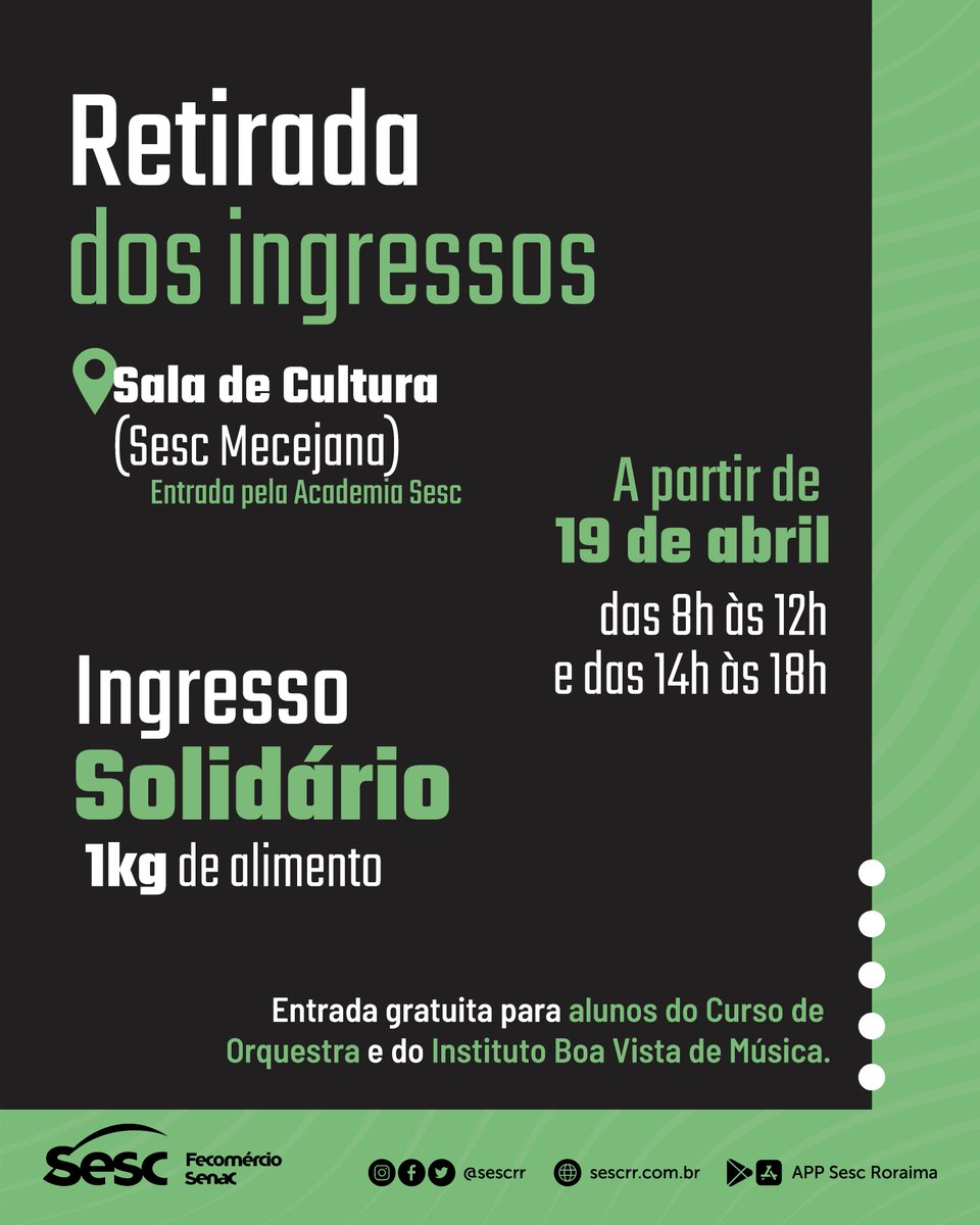 Quem aí já estava com saudades? A primeira programação do 𝑺𝒆𝒔𝒄 𝑷𝒂𝒓𝒕𝒊𝒕𝒖𝒓𝒂𝒔 em 2024 tá com data marcada e esperamos você para participar dessa imersão musical. 🎼

Acesse sescrr.com.br e conheça mais sobre o projeto! 😉

#SescRR #Partituras #Cultura