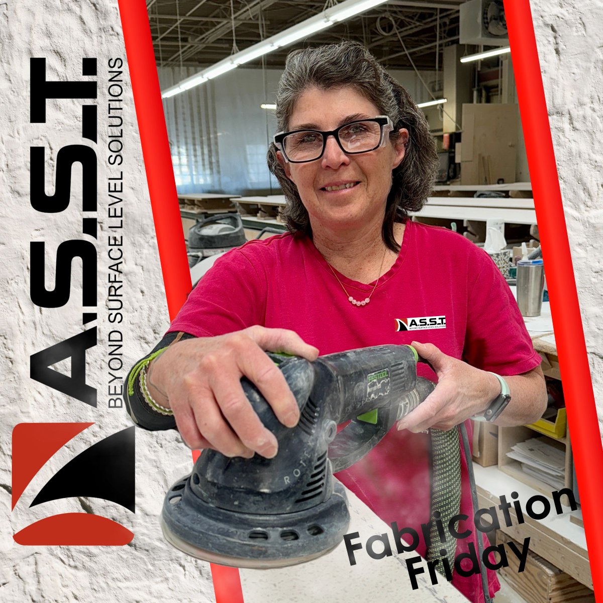 ASST_PA's tweet photo. Bobbie &amp; her skills have been with ASST for 18 years! Today she is fabricating work for Reed Associates Inc who partnered with ASST on its project.
26 years of fabrication experience with solid surface, thermoforming, and quartz. Contact us today at INFO@ASST.COM #ASST#Millworker https://t.co/mbb6hxMV7V
