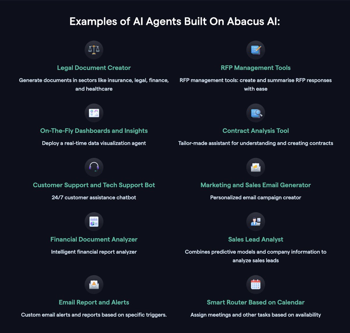 Here are some of our AI Agents and Use-Cases that you can deploy to production in days!