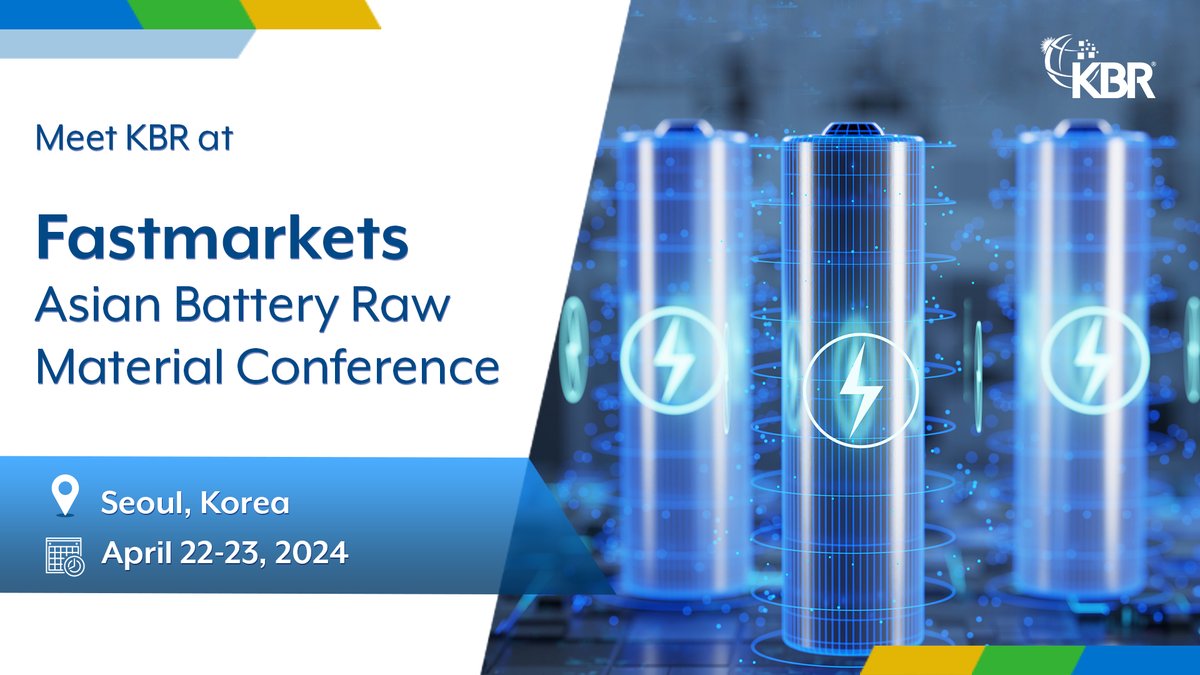 Meet KBR experts Gary Godwin, Claudia Pudack, Nam Soo Park and Harold Kim at Fastmarkets Asian Battery Raw Material Conference in Seoul on April 22 and 23, and learn about the latest trends shaping the battery materials market. Claudia will co-present on Enhancing Solid…