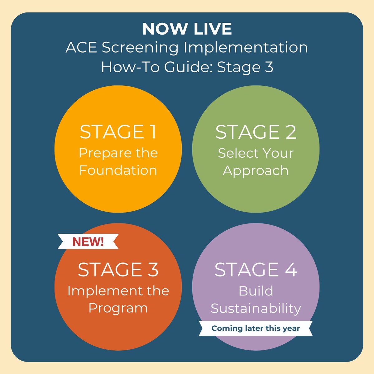 NOW LIVE: Stage 3 of the ACE Screening Implementation How-To Guide. Learn how to develop streamlined workflows and set up data systems, monitor progress, and implement ongoing improvements using data from your electronic health record system. Learn more: bit.ly/3PiZMnq