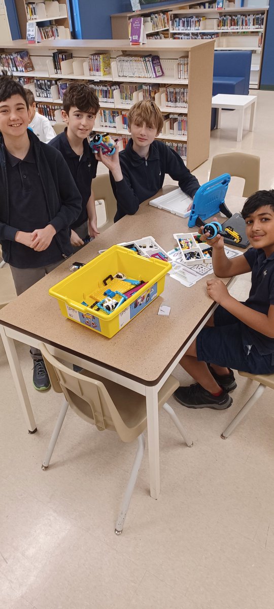 StGregoryCA's tweet photo. Ms. Lapolla's Gr.5/6 Pace students working in the LLC on their robot model that they will be coding for the lego robotic challenge. @YCDSB @CAD_ycdsb https://t.co/5pgoUBv3Iu