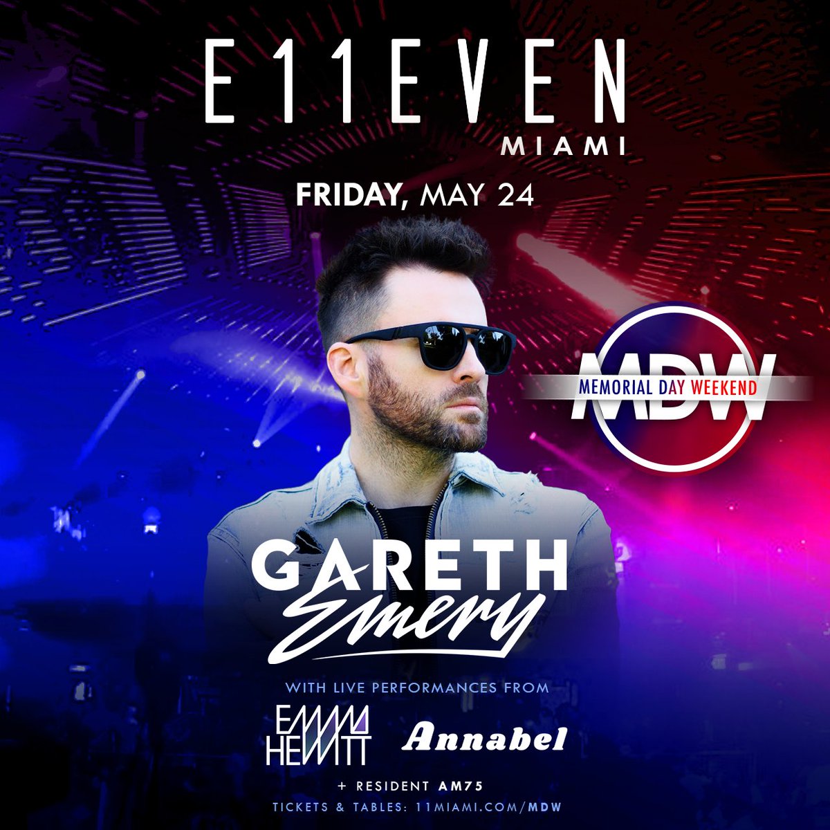 Trance lovers this one’s for you 😎 @GarethEmery at @11Miami #MDW Friday, May 24 With live performances from @EmHewitt & Annabel Tickets & Tables: 11miami.com/mdw #11Miami #GarethEmery #EmmaHewitt