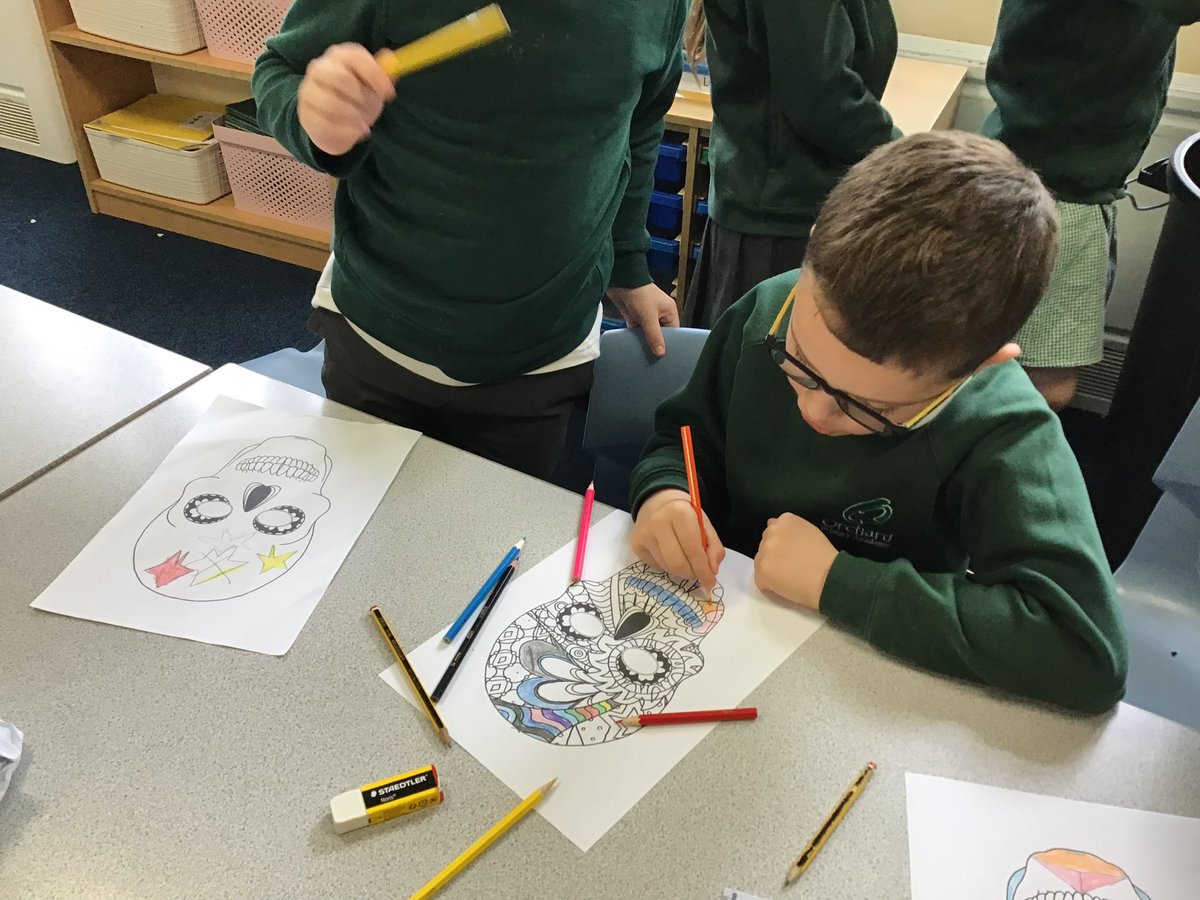 For Unity Day today, we were learning all about Mexico and it’s culture. We finished our afternoon by making some Day of the Dead masks (Día de los Muertos) 💀 🇲🇽 🌮 
<a href="/OrchardPrimaryA/">Orchard Primary</a> #UnityAfternoon #SMSCatOrchard