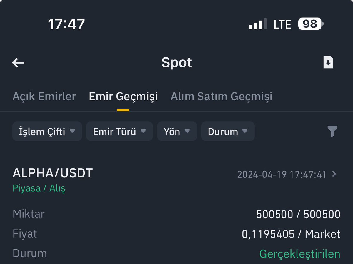 Dostlar #ATA yürüyor, onu hep #ALPHA takip etmiştir.
Sepetime $0,119 maliyetle #ALPHA ekledim.

Kısa vadeli aldım. $0,15 - $0,17 arası satarım.