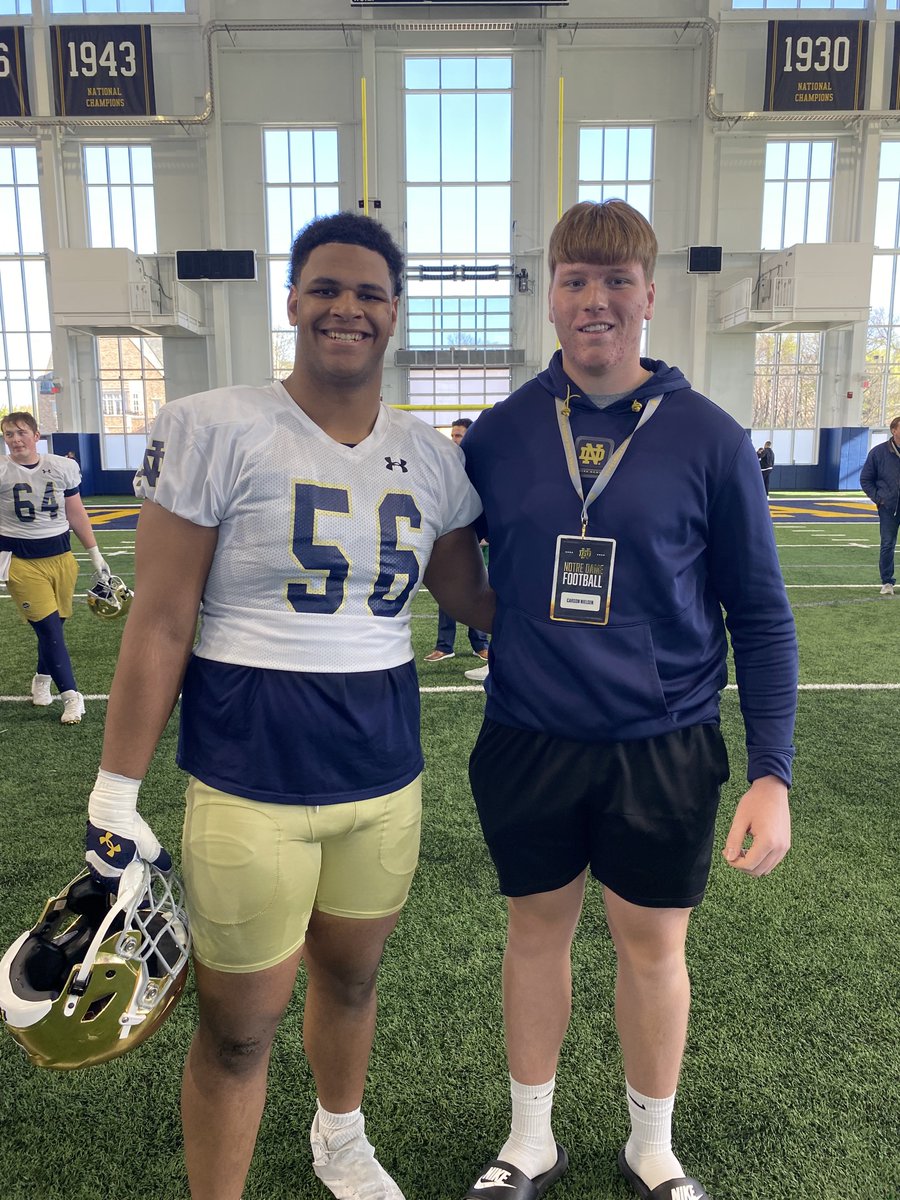 PAST meets FUTURE in South Bend, IN this morning.💪☘️ 🏈 #SU_Posse & @AllemanSports c/o’23 alum @cjagusah visiting with current @TheStrengthU & @WaterlooWest c/o’26 athlete @CarsonNielsen8. Lotta talent in this small photo!👌📈🔝