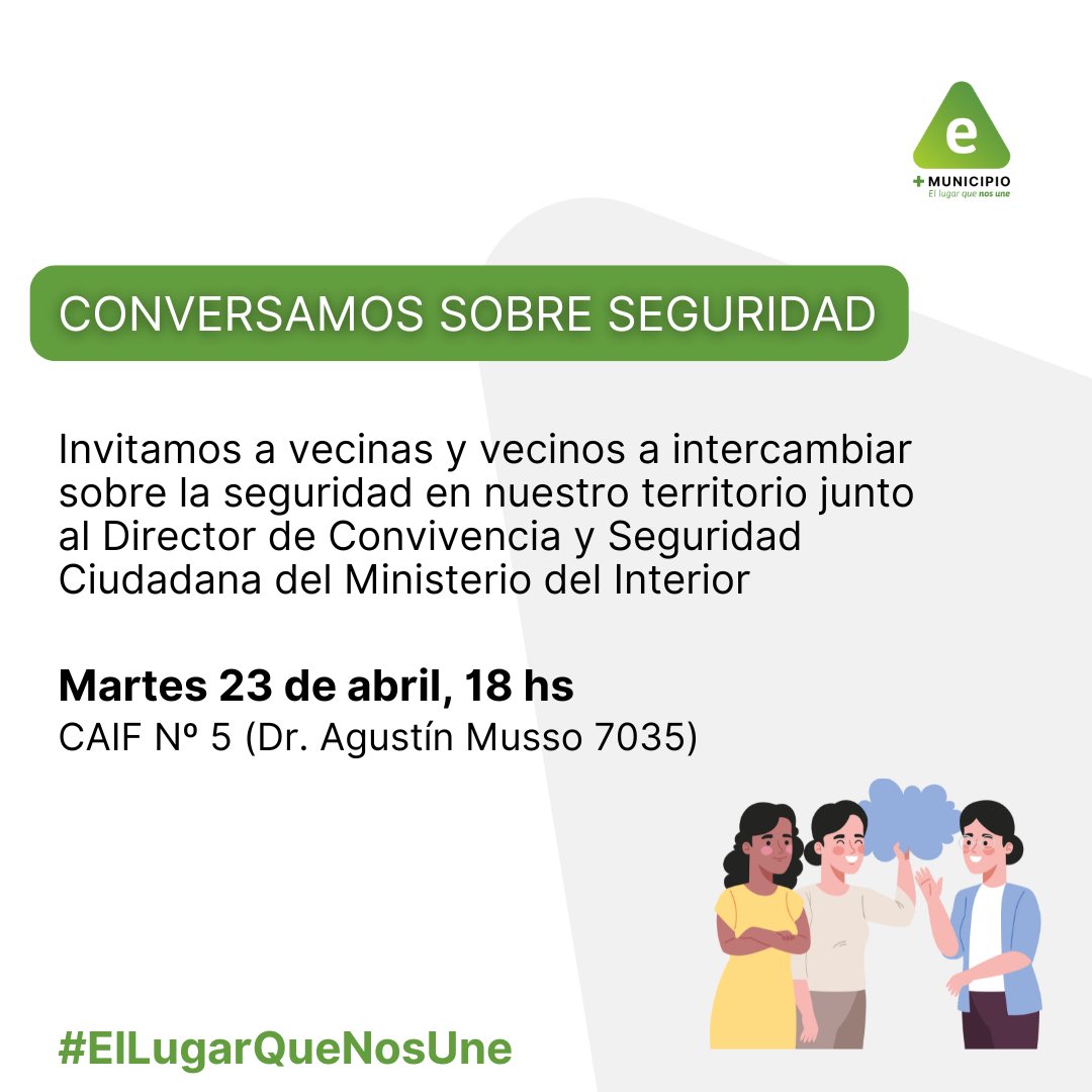 Unidos por una comunidad más segura: ¡Te esperamos en la charla sobre seguridad ciudadana! 🗓 Martes, 23 de abril a las 18 horas 📍CAIF N°5