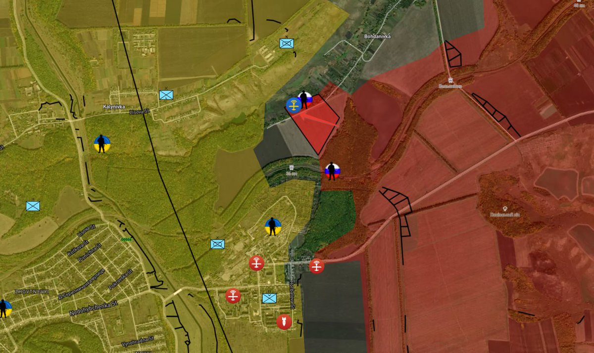 #UkraineRussiaWar
Russian armed forces captured Southern part of Bohdanivka. Most likely Entire Bohdanivka is under Russian control, we are just waiting for geolocation to update the map entirely.

Military Summary Map (dev.militarysummary.com)