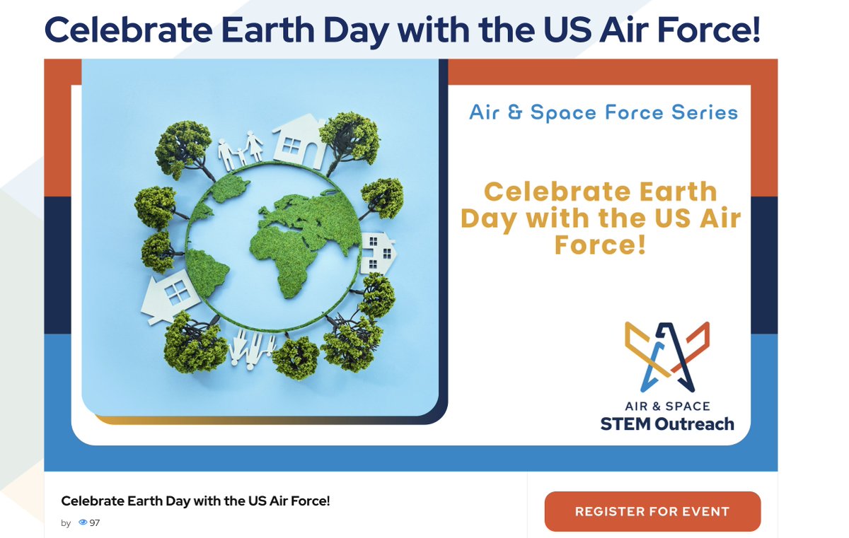 Teachers Join Us for the free event, this Monday, April 22nd 1pm EST, Earth Day with the Air Force. Sign up here: dafstem.us/event/earth-da…